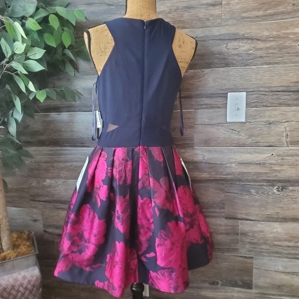 X by Xscape Navy Fuchsia Sleeveless Cocktail Party Dress Size 10 NWT - Picture 10 of 15